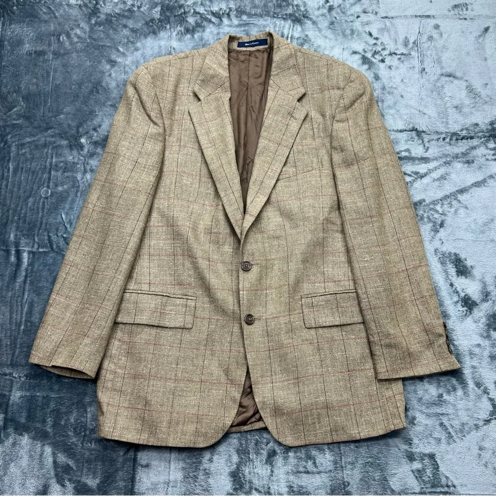 VTG Polo University‎ Ralph Lauren 41R Silk Blend Sport Coat Blazer Herringbone